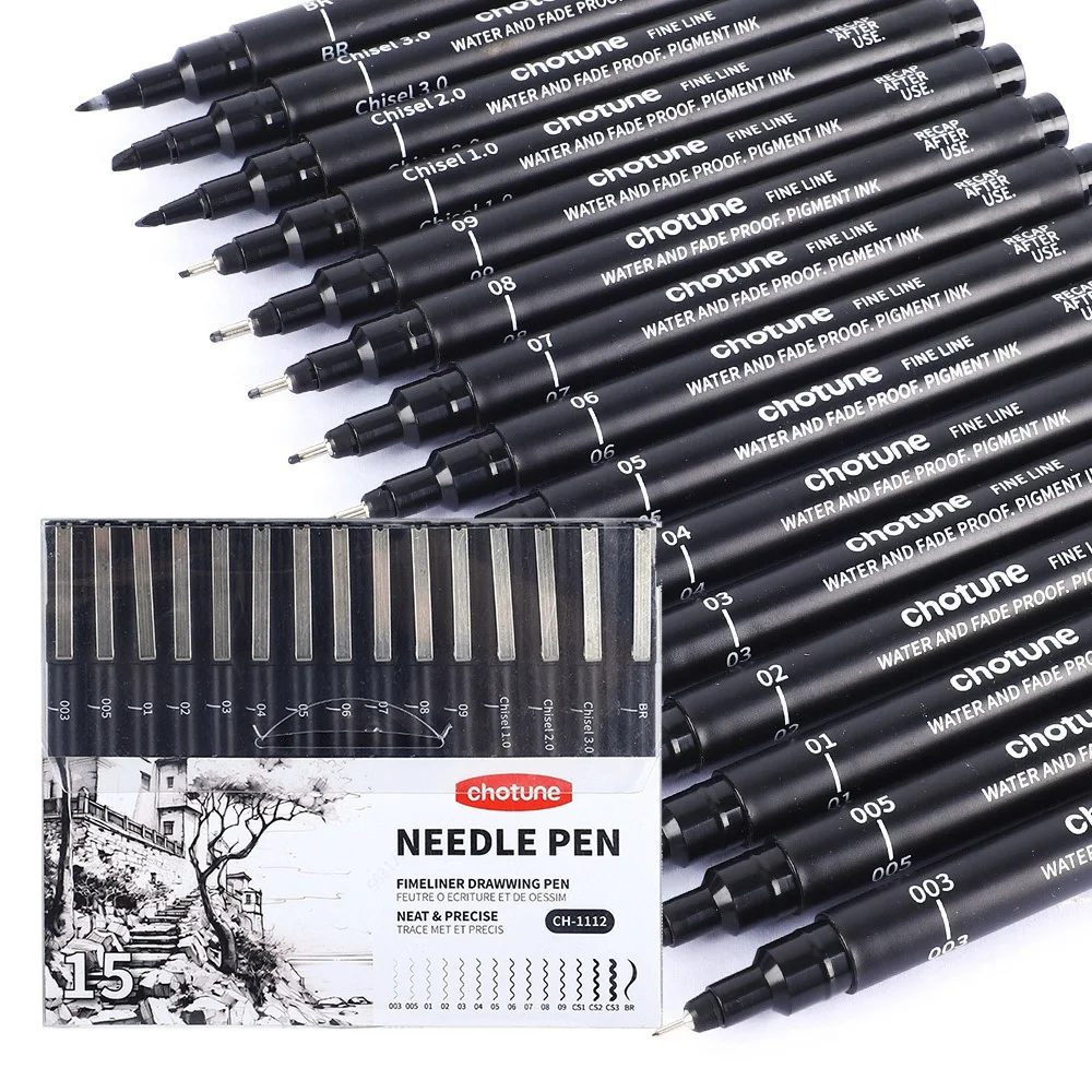 Micro stylos noirs, 15 tailles - Correction Pen Fine avis et prix